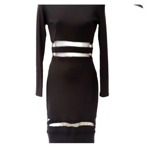 Bebe black bodycon long sleeve midi dress